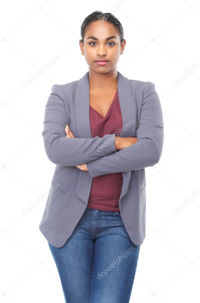 Portrait of a relaxed young woman with arms crossed