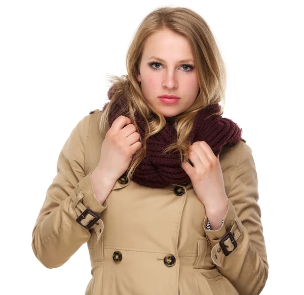 Attractive female with winter coat and scarf — Stock Photo, Image