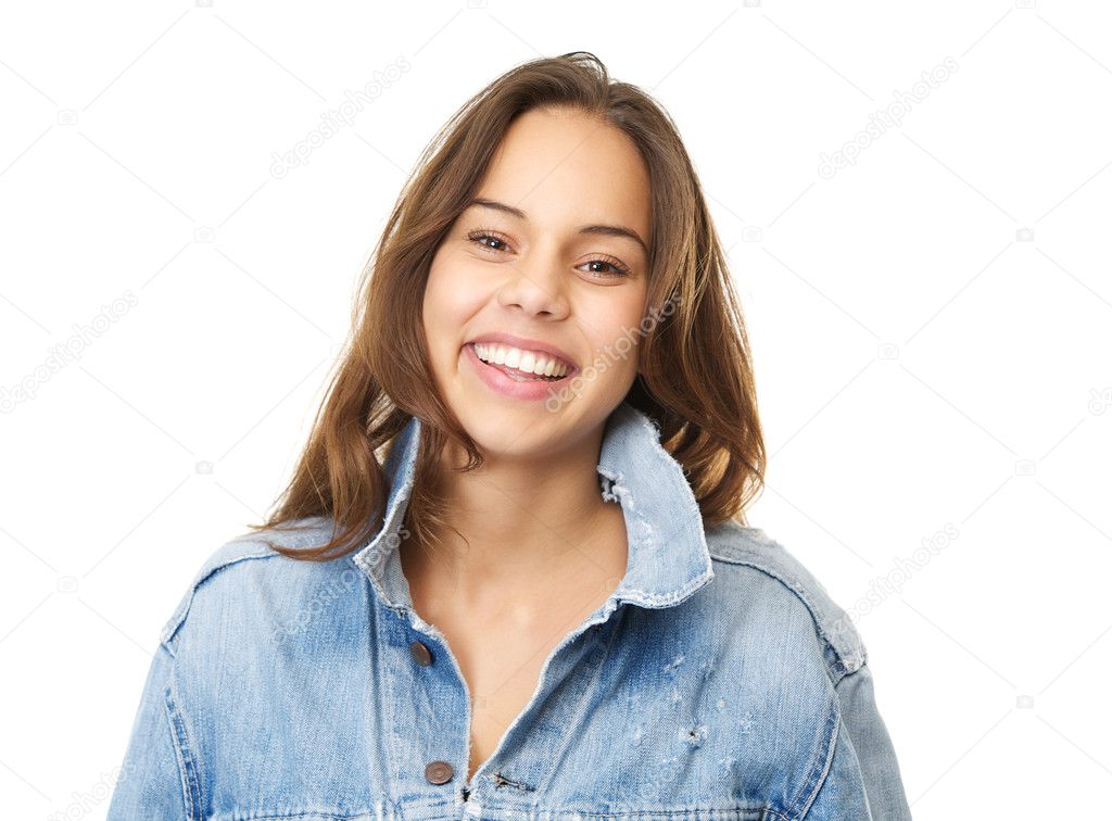 Portrait of a happy woman smiling and laughing
