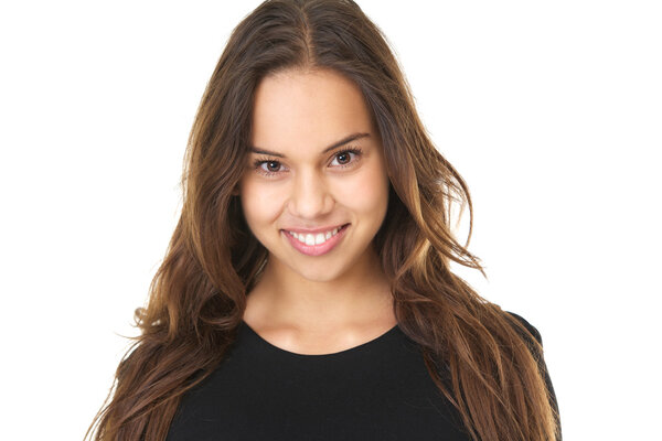 Horizontal portrait of a smiling young woman