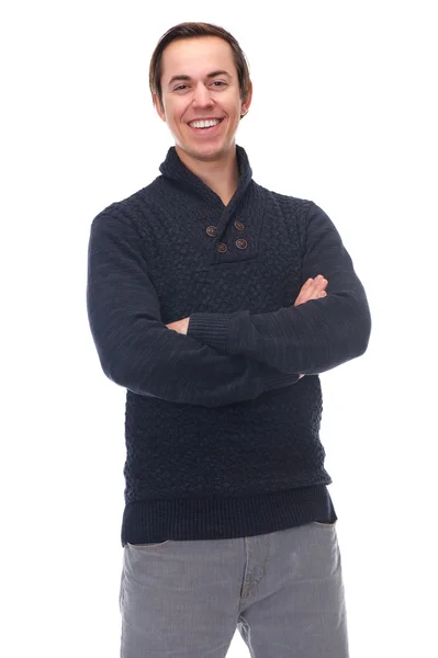 Attractive young man smiling with arms crossed — Stock Photo, Image
