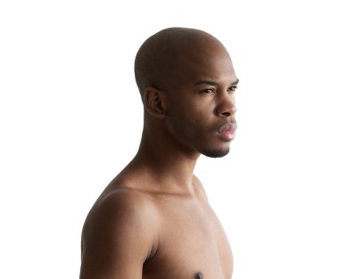 yakışıklı bir genç gömleksiz adam portresi