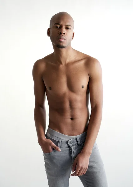 Male fashion model posing with no shirt — Stock Photo, Image