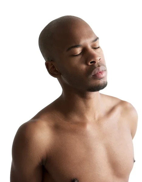 Young african american man with eyes closed — Stock Photo, Image