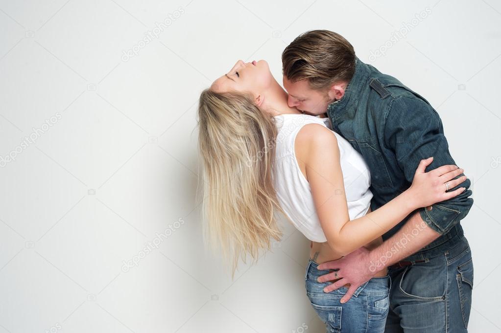 Sensual young couple kissing