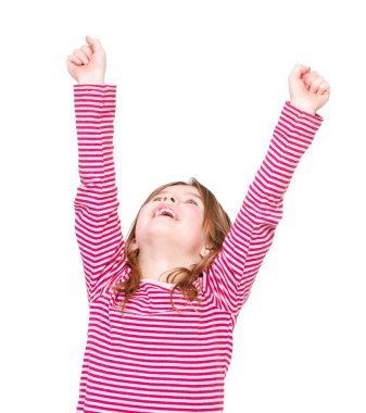 mutlu genç kız kollarını kaldırdı tezahürat