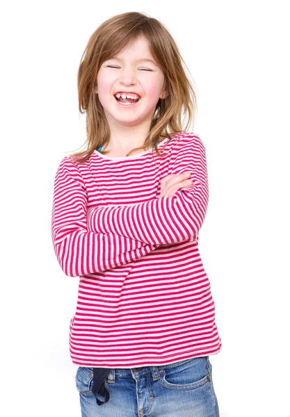 Portret van een jong meisje lachen — Stockfoto