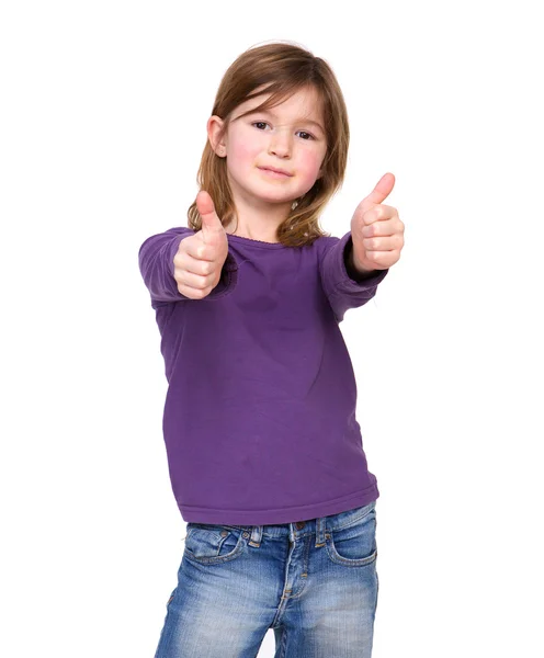 Young girl showing thumbs up — Stock Photo, Image