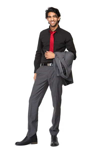 Handsome young businessman smiling — Stock Photo, Image