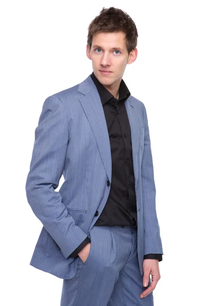 Stilvoller junger Mann im Business-Anzug — Stockfoto