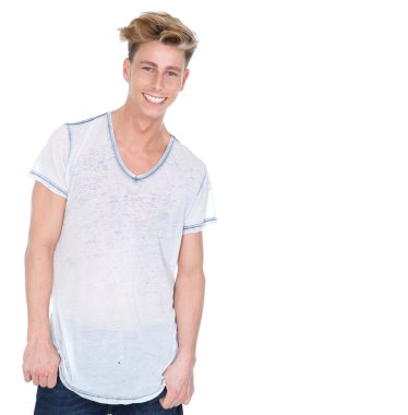 mutlu yakışıklı genç