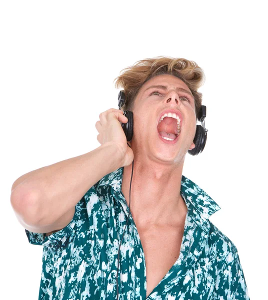 Listening to music on headphones — Stock Photo, Image