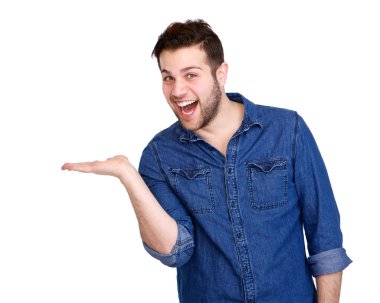 gülümseyen adam el görüntü olarak gösterilen