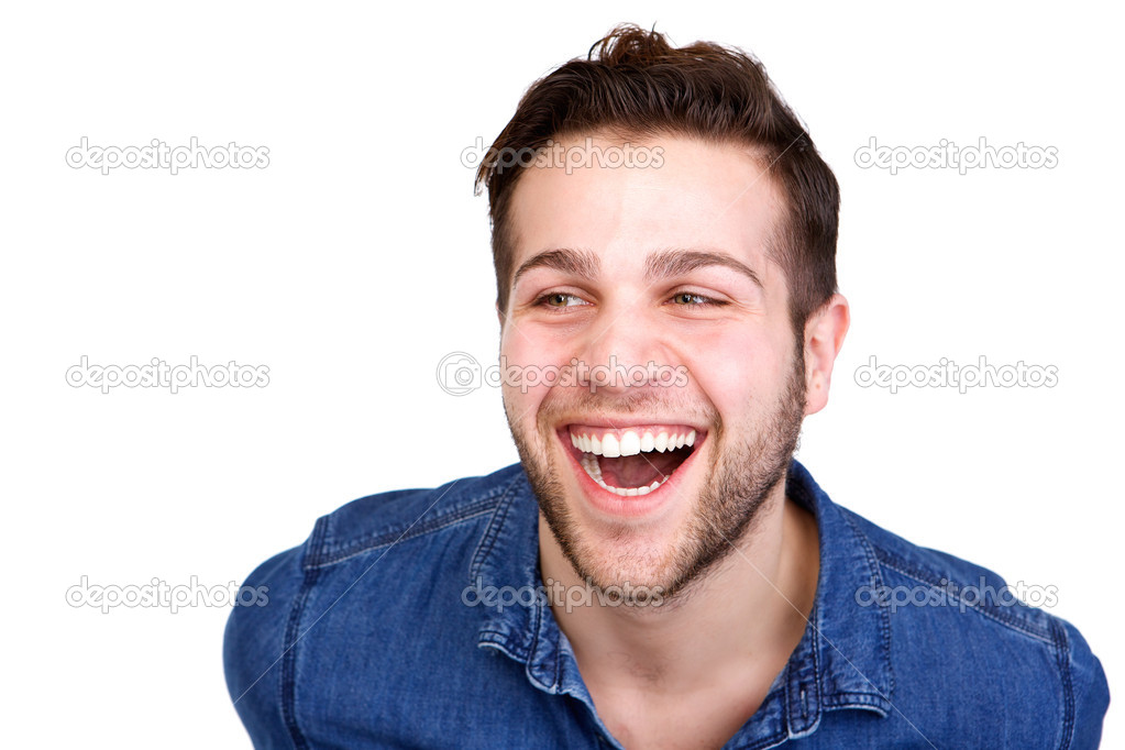 Handsome young man laughing