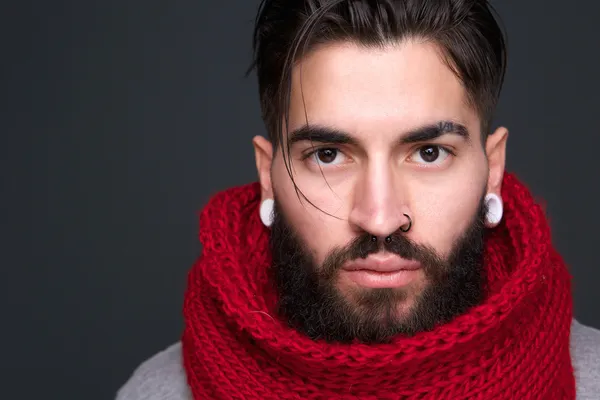 Trendy modern man with beard — Stock Photo, Image