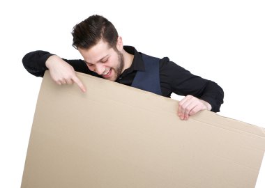 adam boş işaret gösteren işaret parmağı