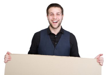 boş işaret tutan adam gülüyor