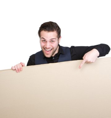 boş poster gösteren işaret parmağı