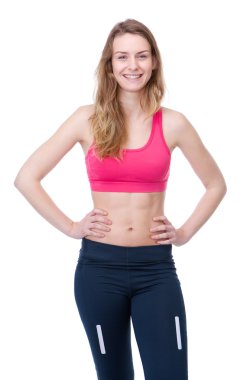 Spor kıyafeti gülümseyen kadın