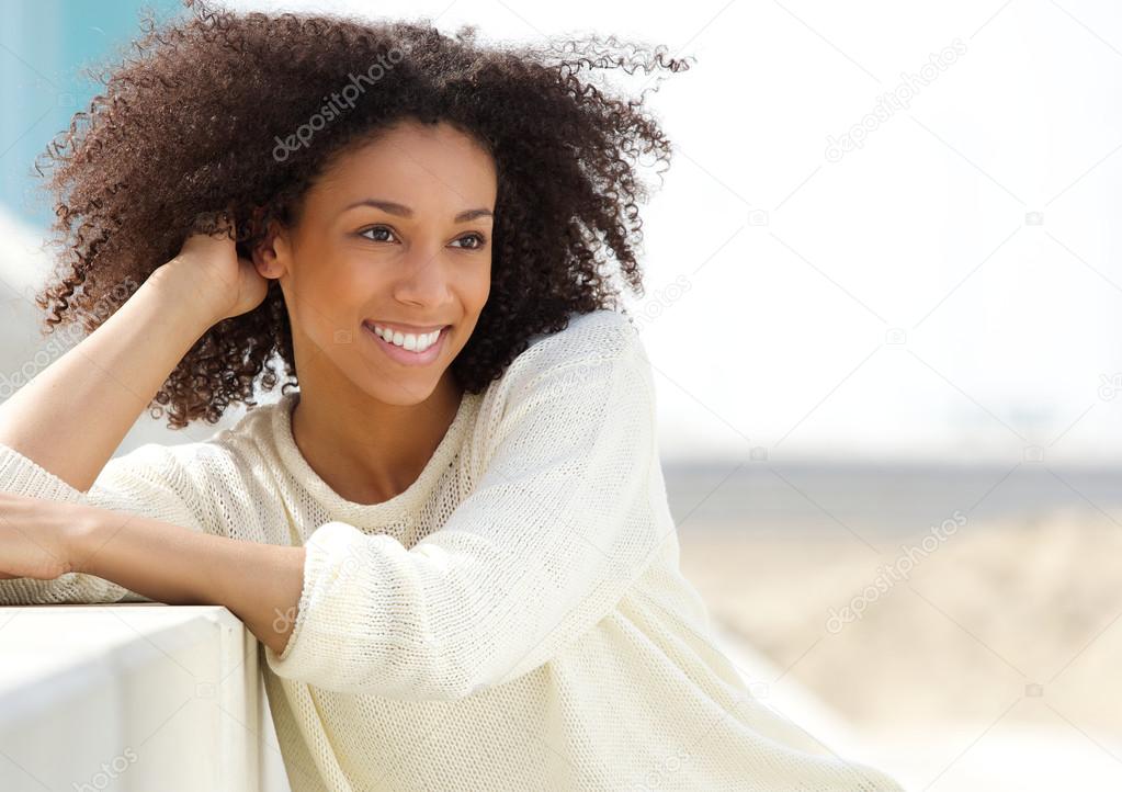 African american woman relaxing outdoors