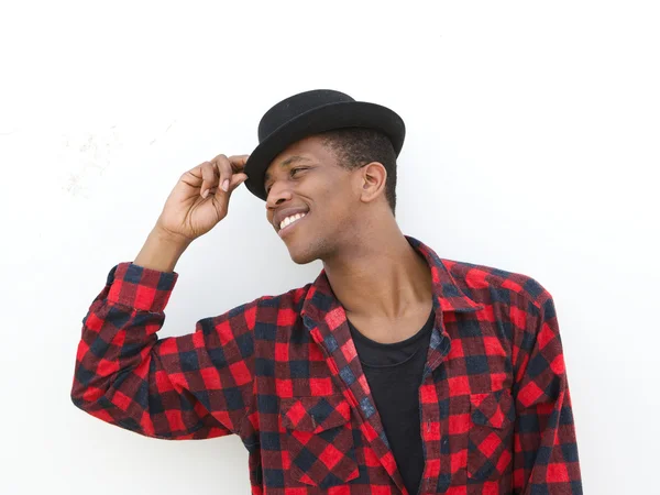 Feliz joven sonriendo con sombrero —  Fotos de Stock