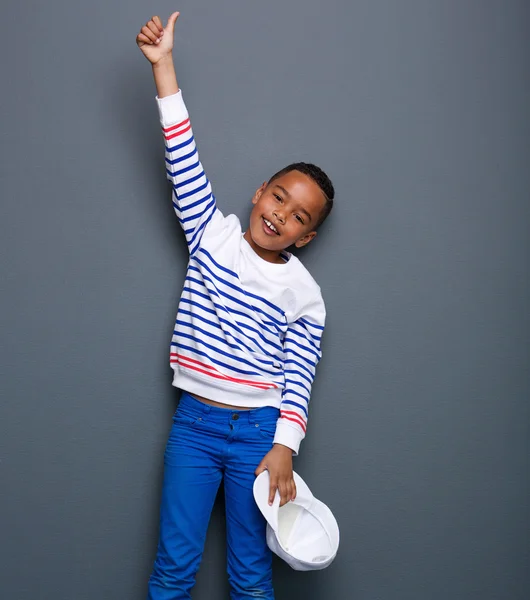 Little boy smiling with thumbs up gesture — Stock Photo, Image