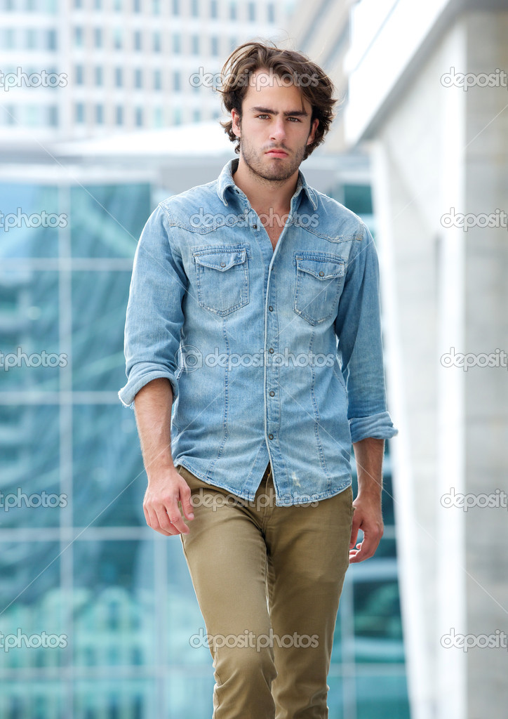 Male fashion model posing outdoors