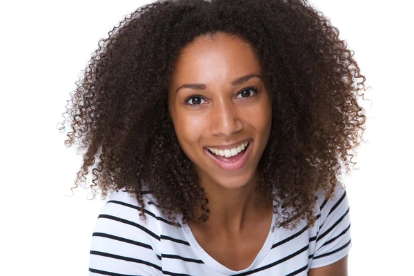 Gelukkig jonge zwarte vrouw lachen — Stockfoto