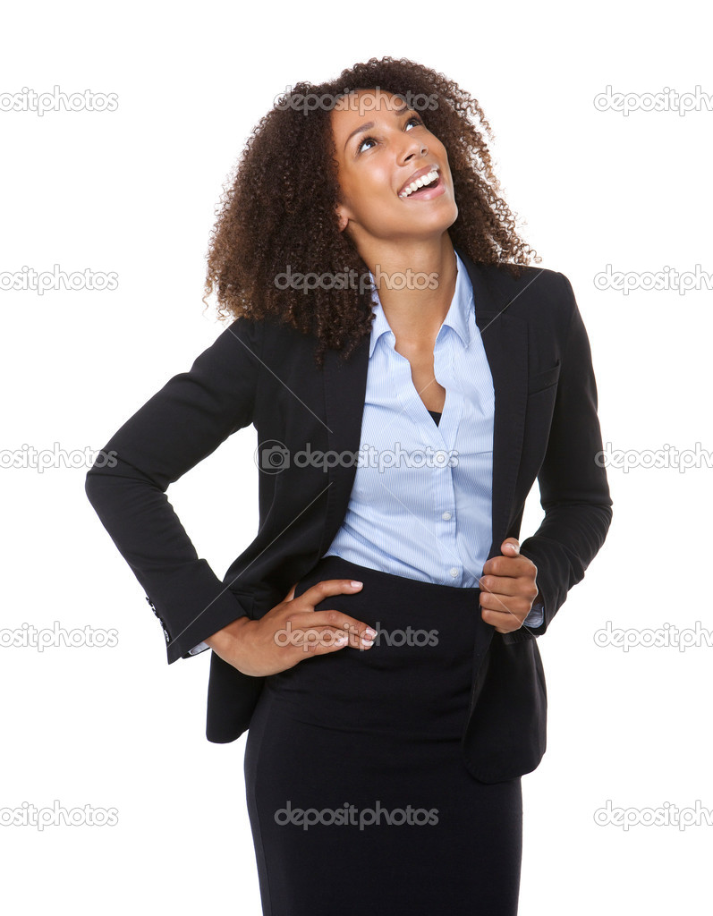 Young business woman laughing 