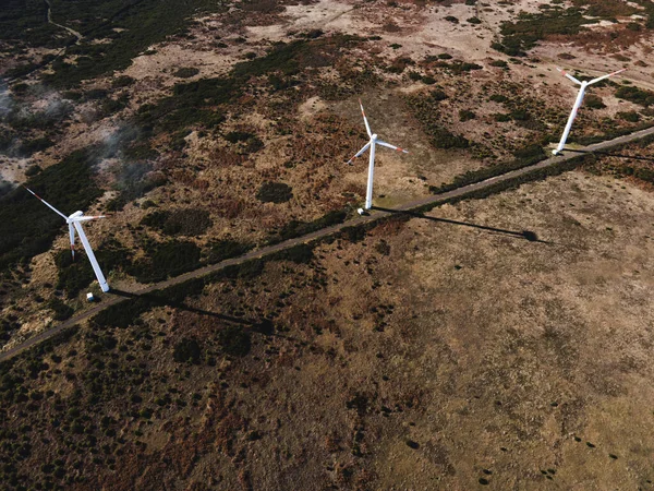 Turbinas Eléctricas Molino Viento Vista Aérea Arriba Hacia Abajo — Foto de Stock