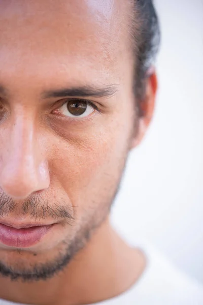 Close up face of serious young man