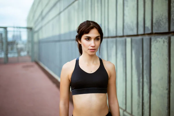 Retrato Mulher Jovem Saudável Desgaste Fitness Livre Após Exercícios — Fotografia de Stock