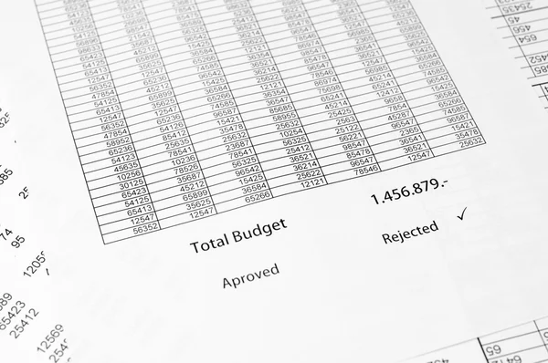 Document rejected budget — Stock Photo, Image