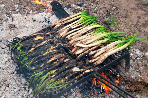 Calsots op de barbecue — Stockfoto