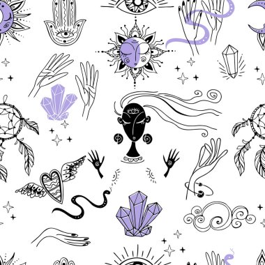 Gizemcilik ve ezoterizmin temasında kusursuz bir model. Vektör.