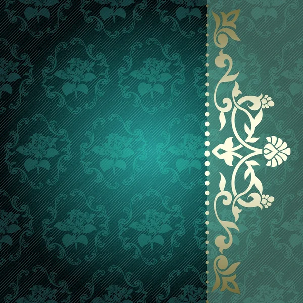 Floral Arabesque Background In Green And Gold — Stock Vector