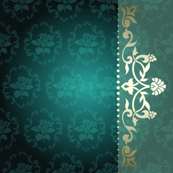 Floral Arabesque fundo em verde e ouro — Vetor de Stock