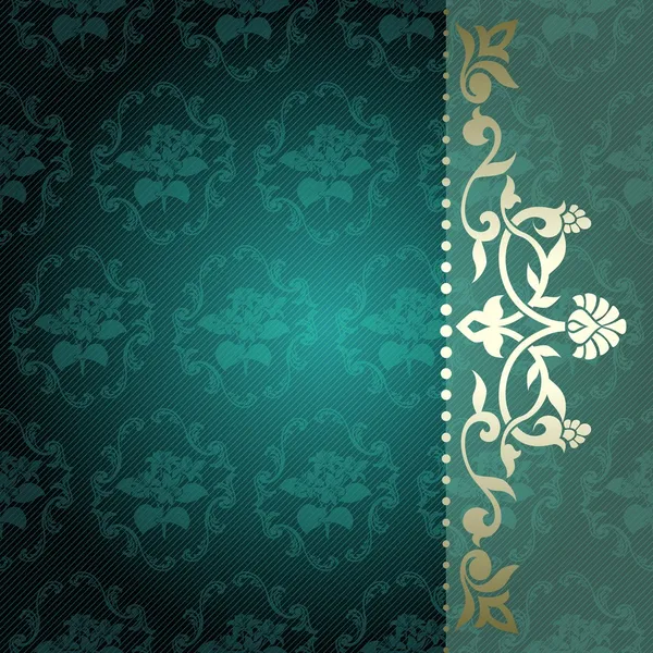 Blommig arabesque bakgrund i grönt och guld Royaltyfria illustrationer