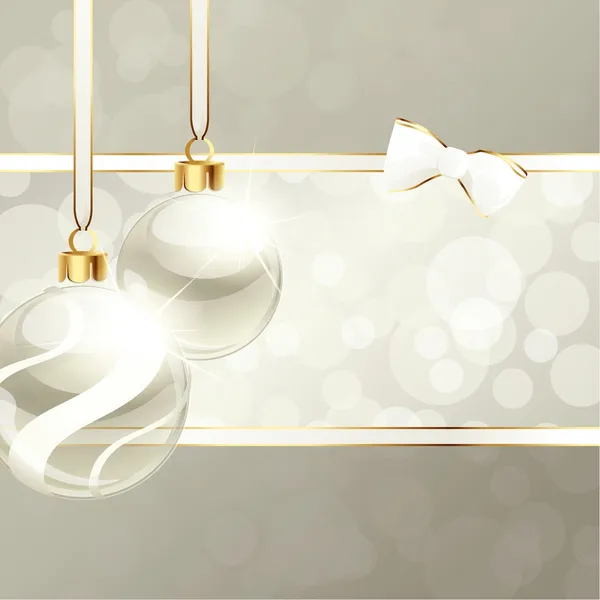 Grädde färgad banner med christmas ornament — Stock vektor