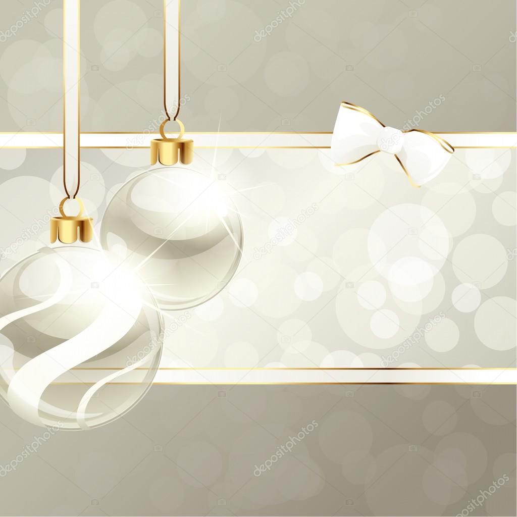 Cream Colored Banner With Christmas Ornaments