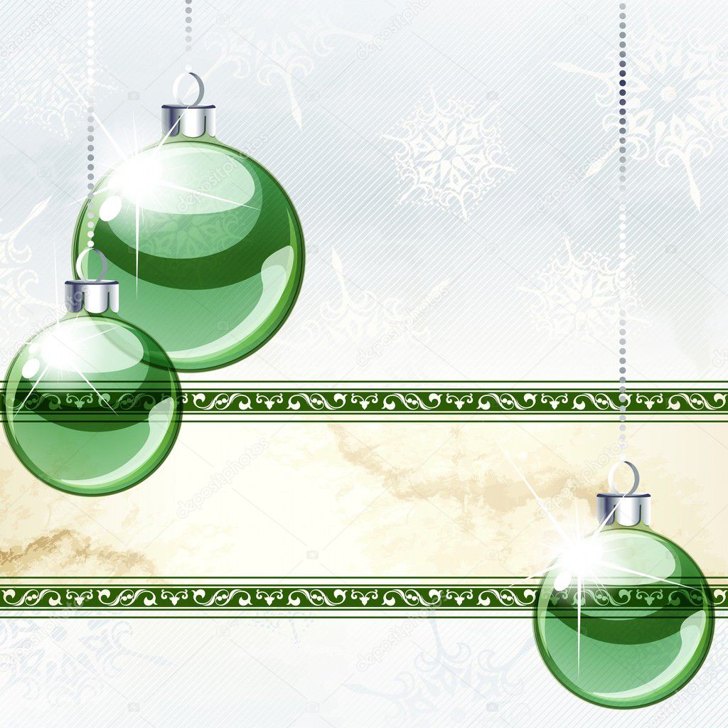 Christmas Banner With Transparent Ornaments