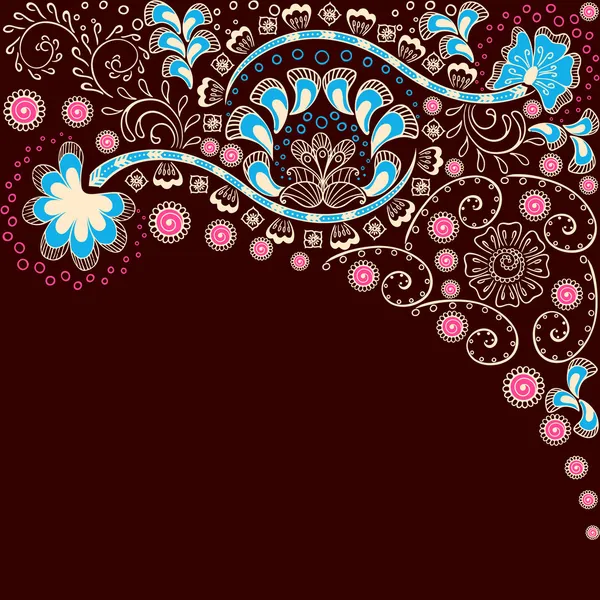 Fondo marrón simple inspirado en diseños mehndi indios — Vector de stock