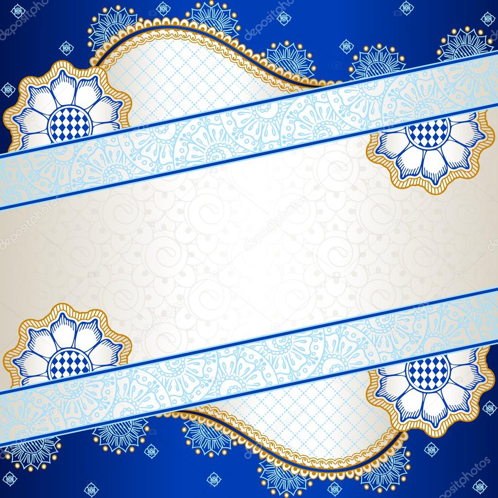 Vibrant blue banner inspired by Indian mehndi designs