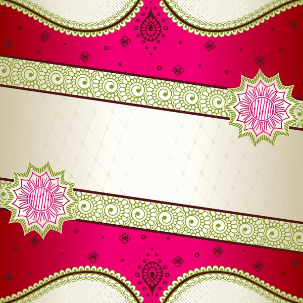 Levendige roze banner geïnspireerd door Indiase mehndi designs — Stockvector