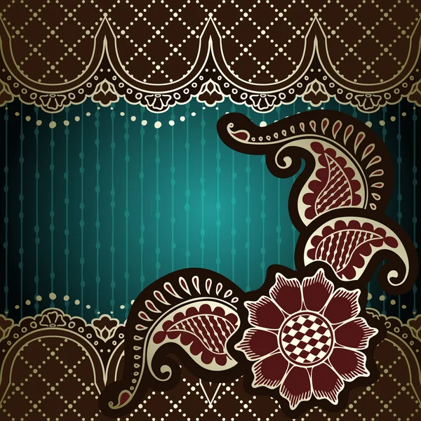 Elegant grön & guld bakgrund inspirerad av indiska mehndi design — Stock vektor