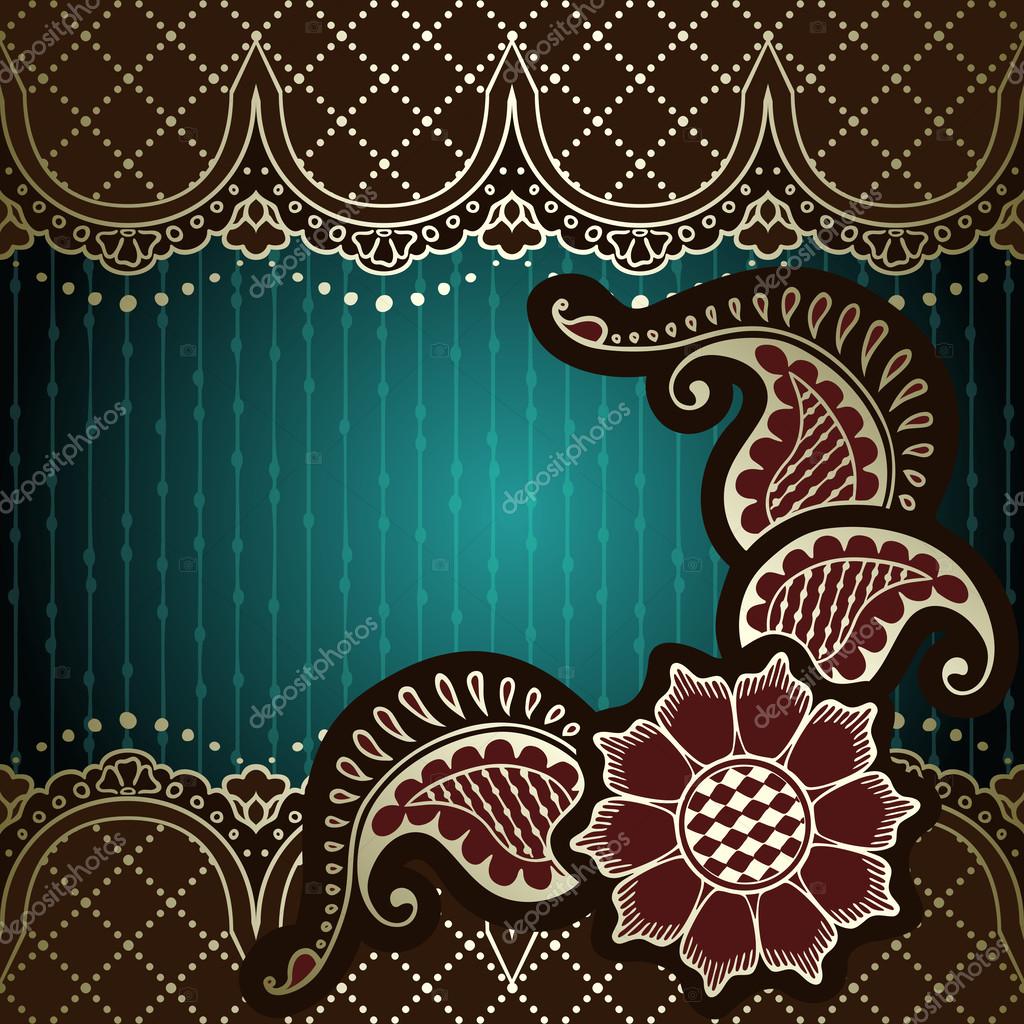 Elegant green & gold background inspired by Indian mehndi designs Stock  Vector Image by ©karolinal #42788989