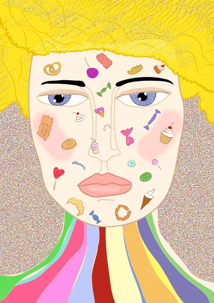 Bonbons sur le visage — Image vectorielle