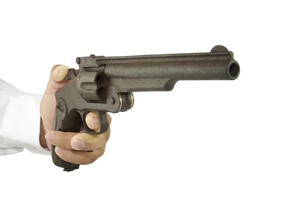 Disparar uma arma de mão — Fotografia de Stock