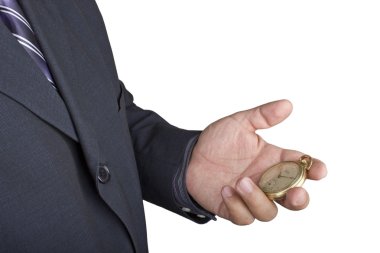 onun eski bir cep saati izleyen adamım