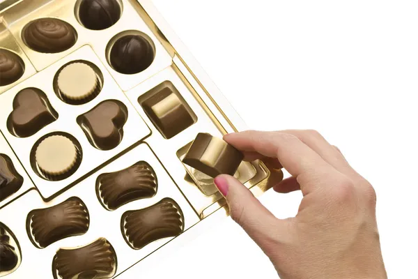 Box of chocolates on a white background — Stock Photo, Image